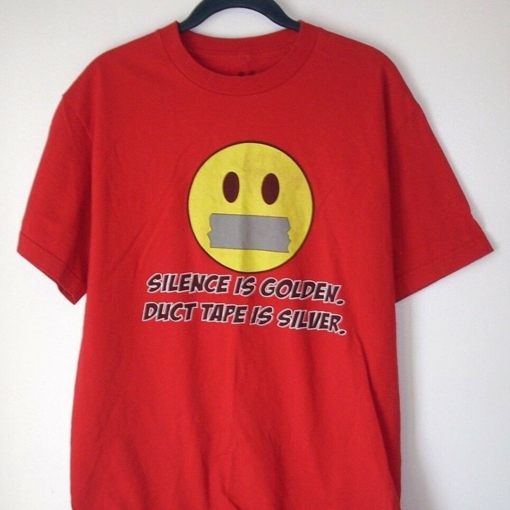 Men's T-Shirt,Silence Is Golden,M,Red,Short Sleeve